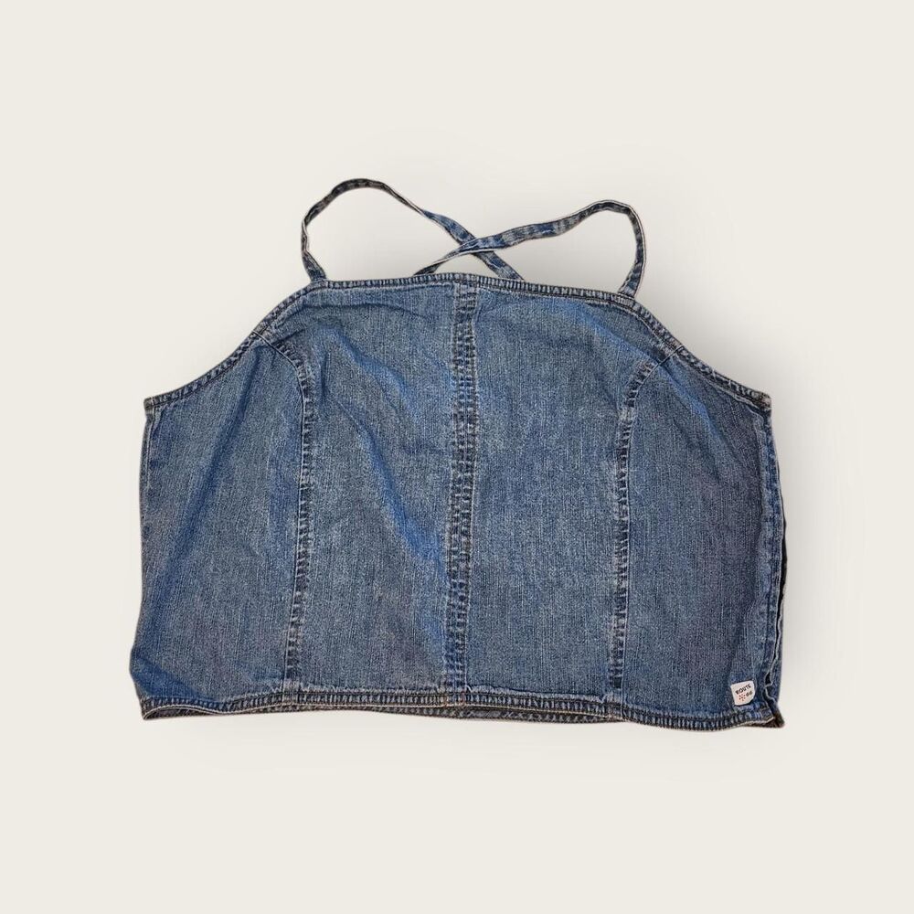 Vintage Y2k early 2000s Route 66 blue denim cropped adjustable strap tank top